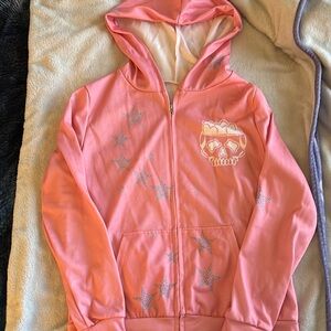 Cozy Pink Fleece Hoodie with Animal Graphic